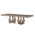 Wooden Extendable Dining Table With Double Pedestal Base Silver