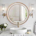 Wooden Farmhouse Round Wall Mirror For Home