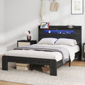 Wooden Floor Bed Frame With Fence Guardrail Side Storage Low Profile Kids Bed Full Twin