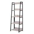 Wooden Frame Bookshelf With 5 Open Compartments Washed White And Black