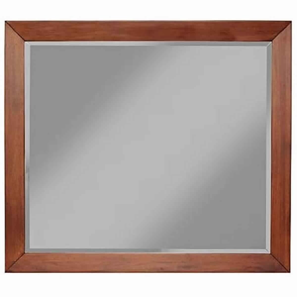 Wooden Frame Dresser Mirror With Natural Grain Details Cherry Brown
