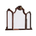 Wooden Frame Mirror With Arched Design And Carved Details Brown
