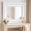 Wooden Frame Mirror With Led And Mirror Trim Accents White