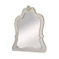 Wooden Frame Mirror With Scalloped Trim Crown Top White