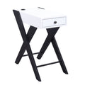 Wooden Frame Side Table With X Shaped Legs And 1 Drawer White And Black