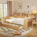 Wooden Full Size Daybed With Storage Shelves Multi Functional Bed With Two Storage Drawers And Study Desk