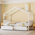 Wooden House Bed With Storage Drawers And Headboard