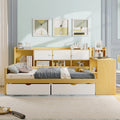 Wooden L Shape Daybed With Seven Storage Cabinets And Two Storage Drawers