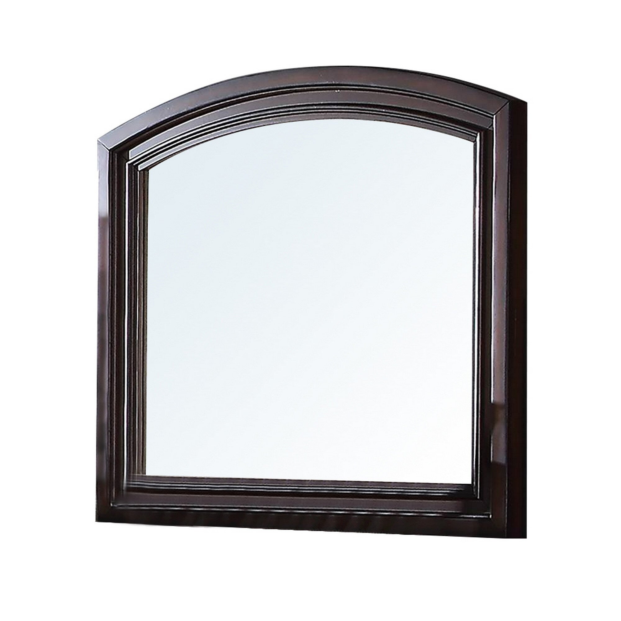 Wooden Mirror With Raised Frame And Molded Details Brown