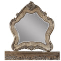 Wooden Mirror With Scrollwork Crown And Trim Details Brown And Silver