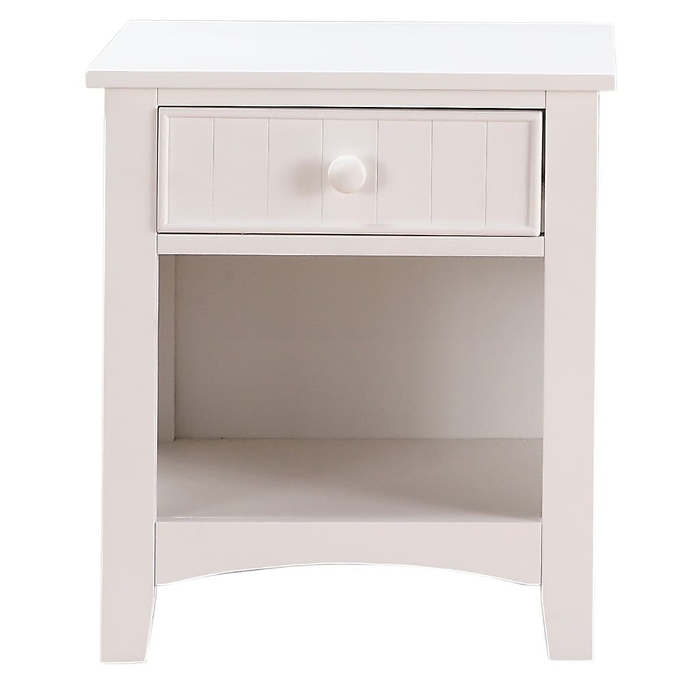 Wooden Night Stand With Bottom Open Shelf White