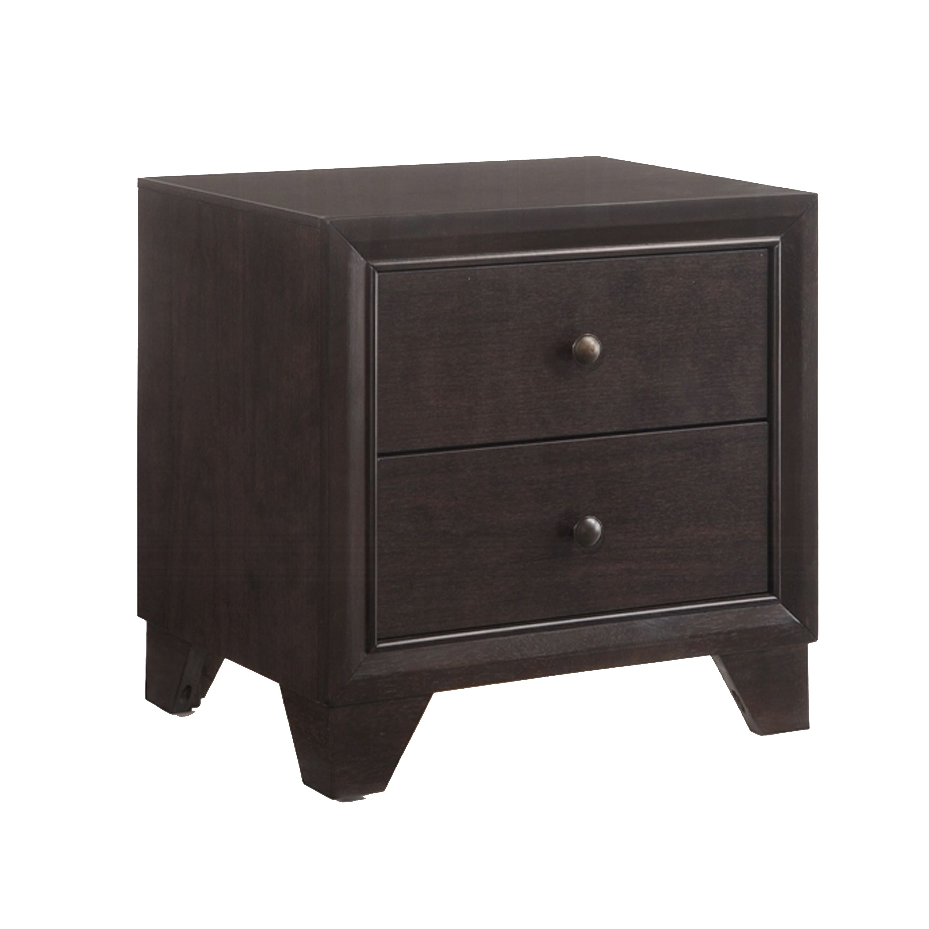 Wooden Night Stand With Two Drawer Espresso Brown