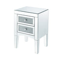 Wooden Night Table With 2 Spacious Drawers And Tapered Legs Silver