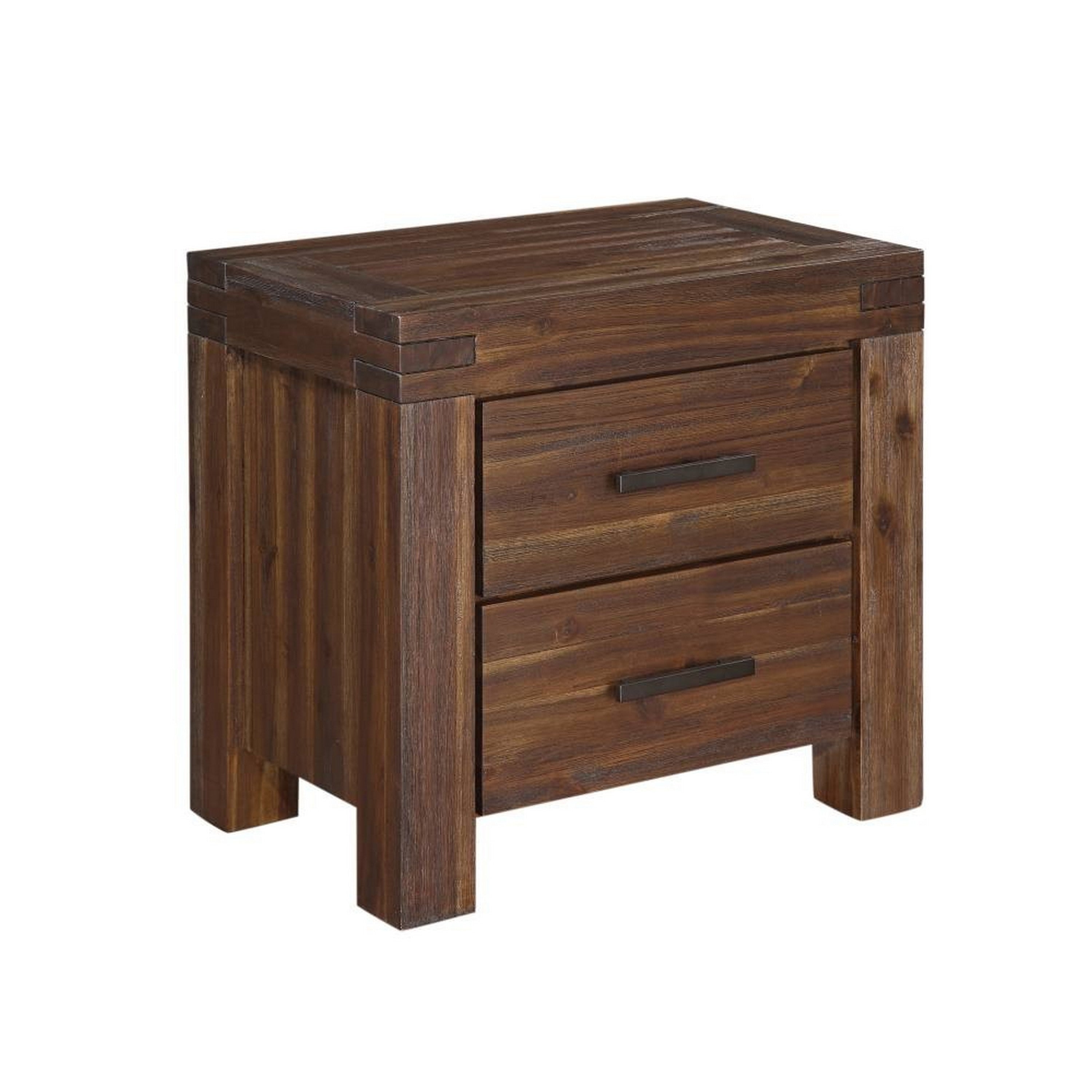 Wooden Nightstand With Exposed Mortise And Tenon Corner Joints Brown