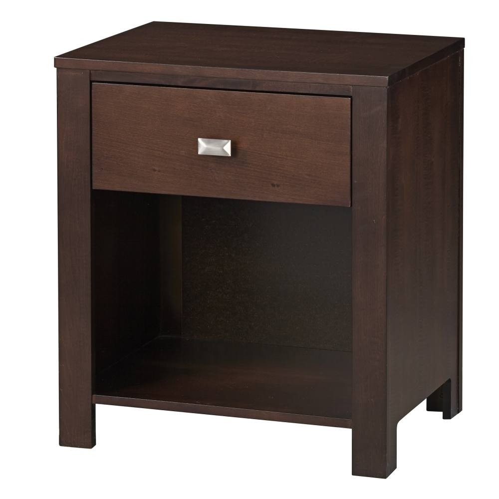 Wooden Nightstand With One Drawer And One Shelf Brown