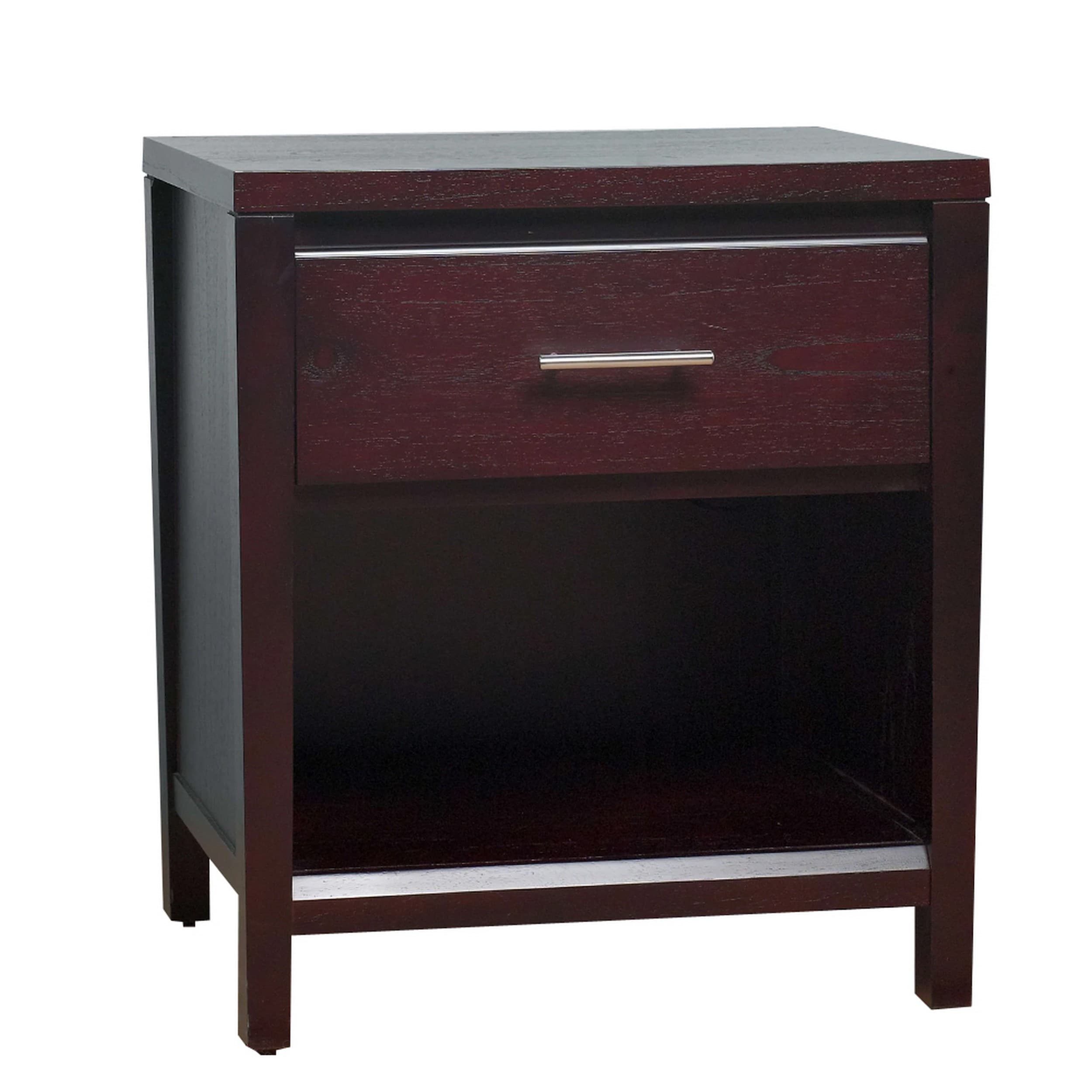 Wooden Nightstand With One Drawer And One Shelf Brown