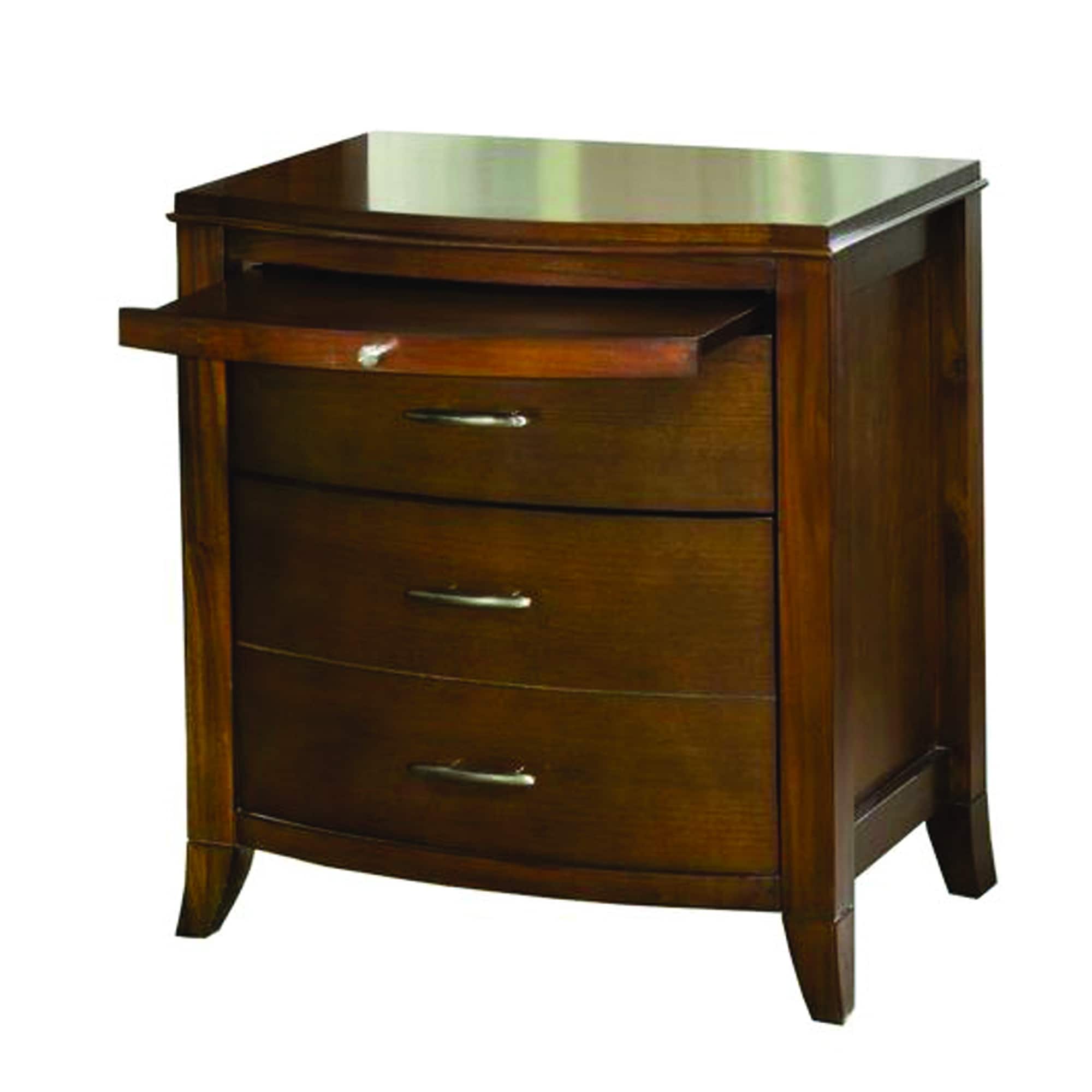 Wooden Nightstand With Three Drawers And One Pull Out Tray Brown