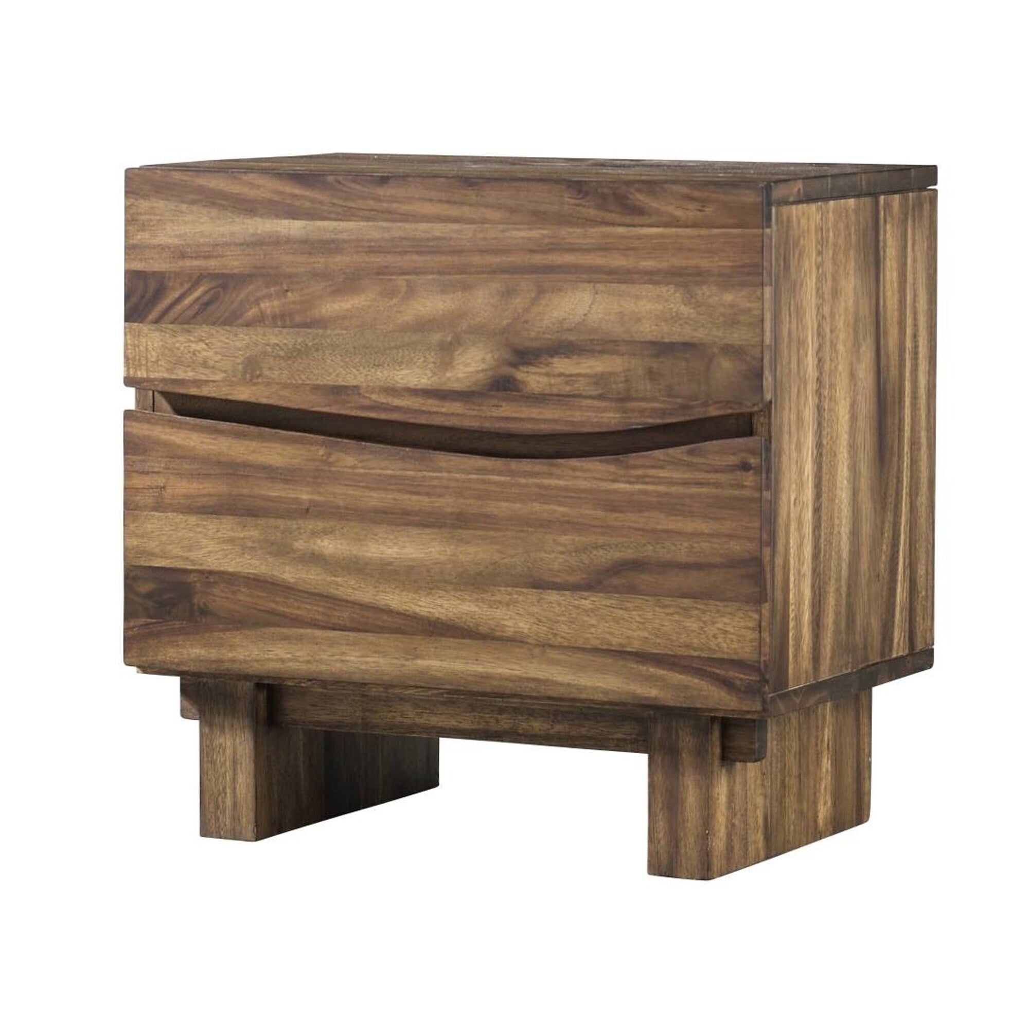 Wooden Nightstand With Two Drawers Brown