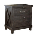 Wooden Nightstand With Two Drawers And One Pull Out Tray Gray
