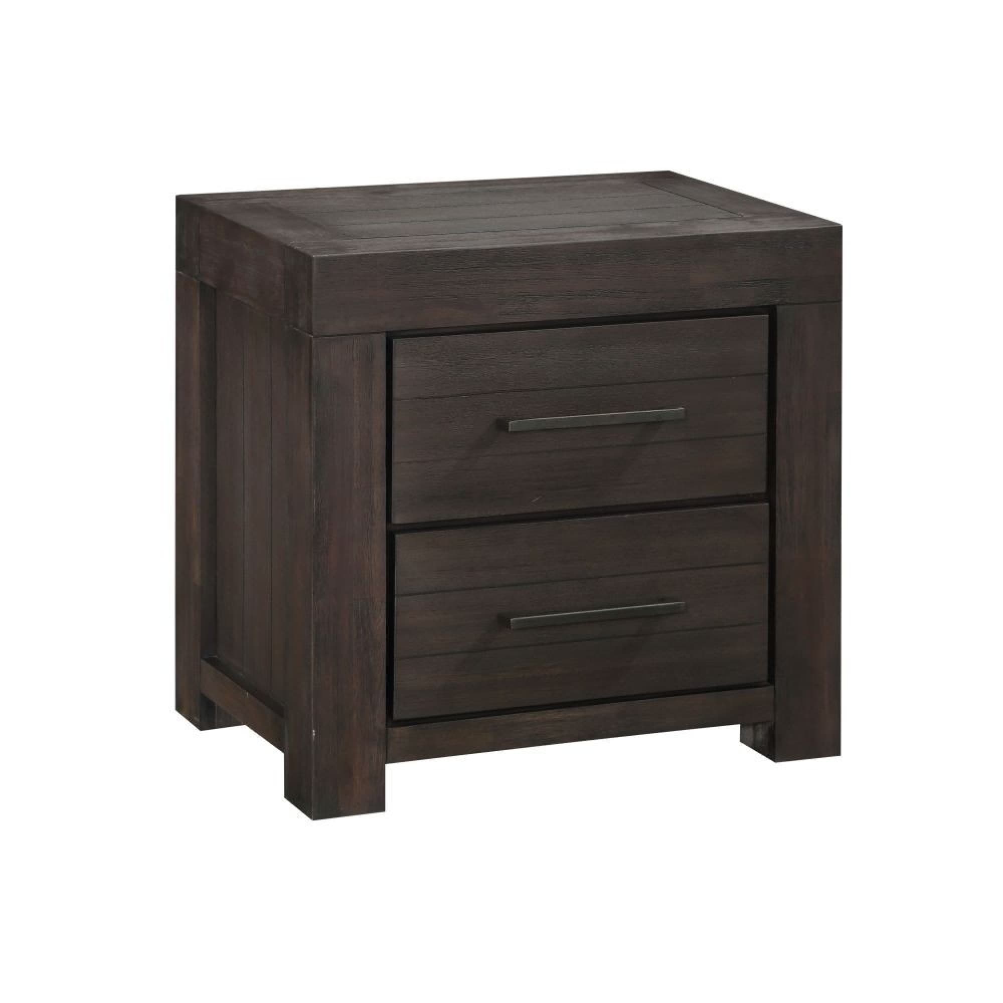 Wooden Nightstand With Two Drawers Gray