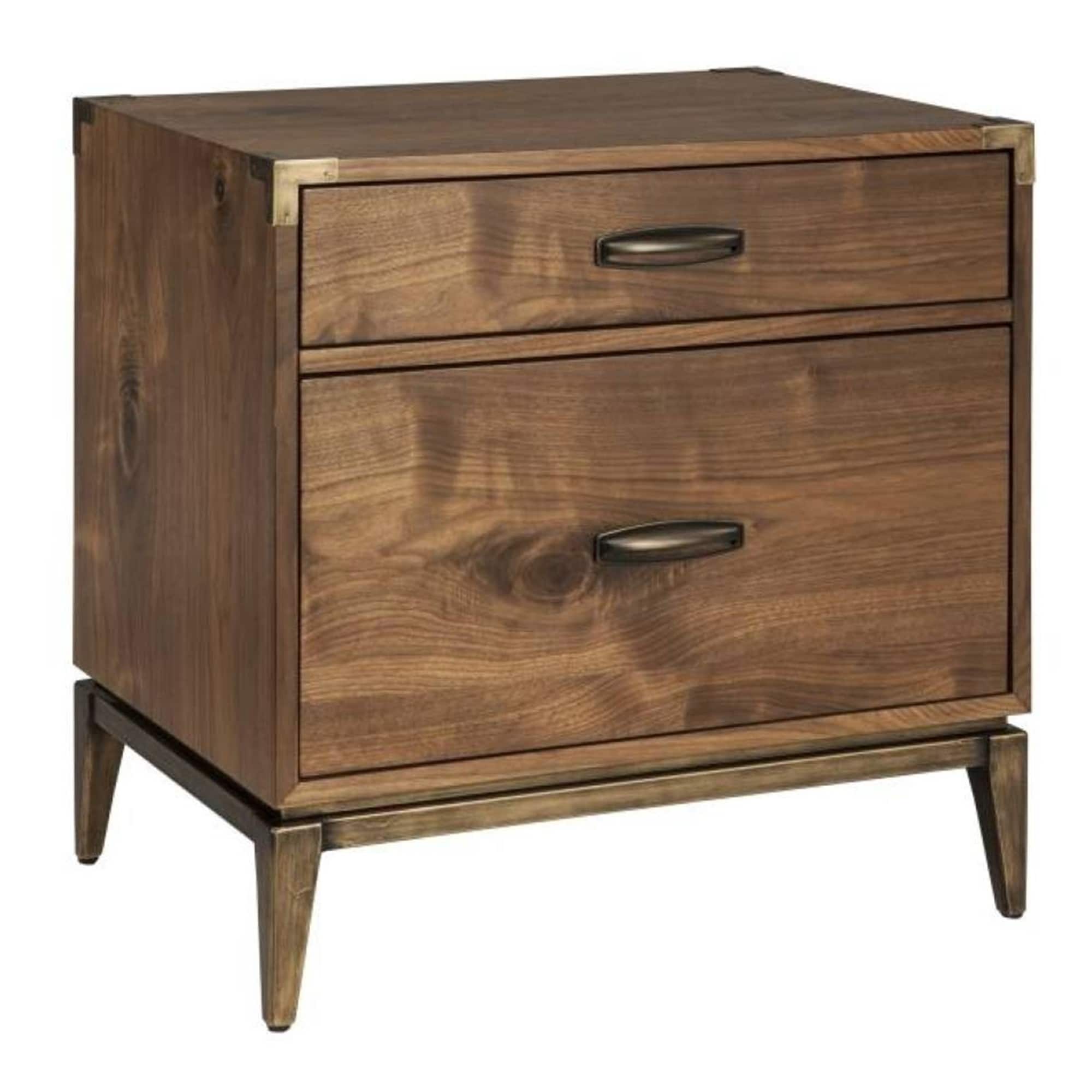 Wooden Nightstand With Two Drawers Brown