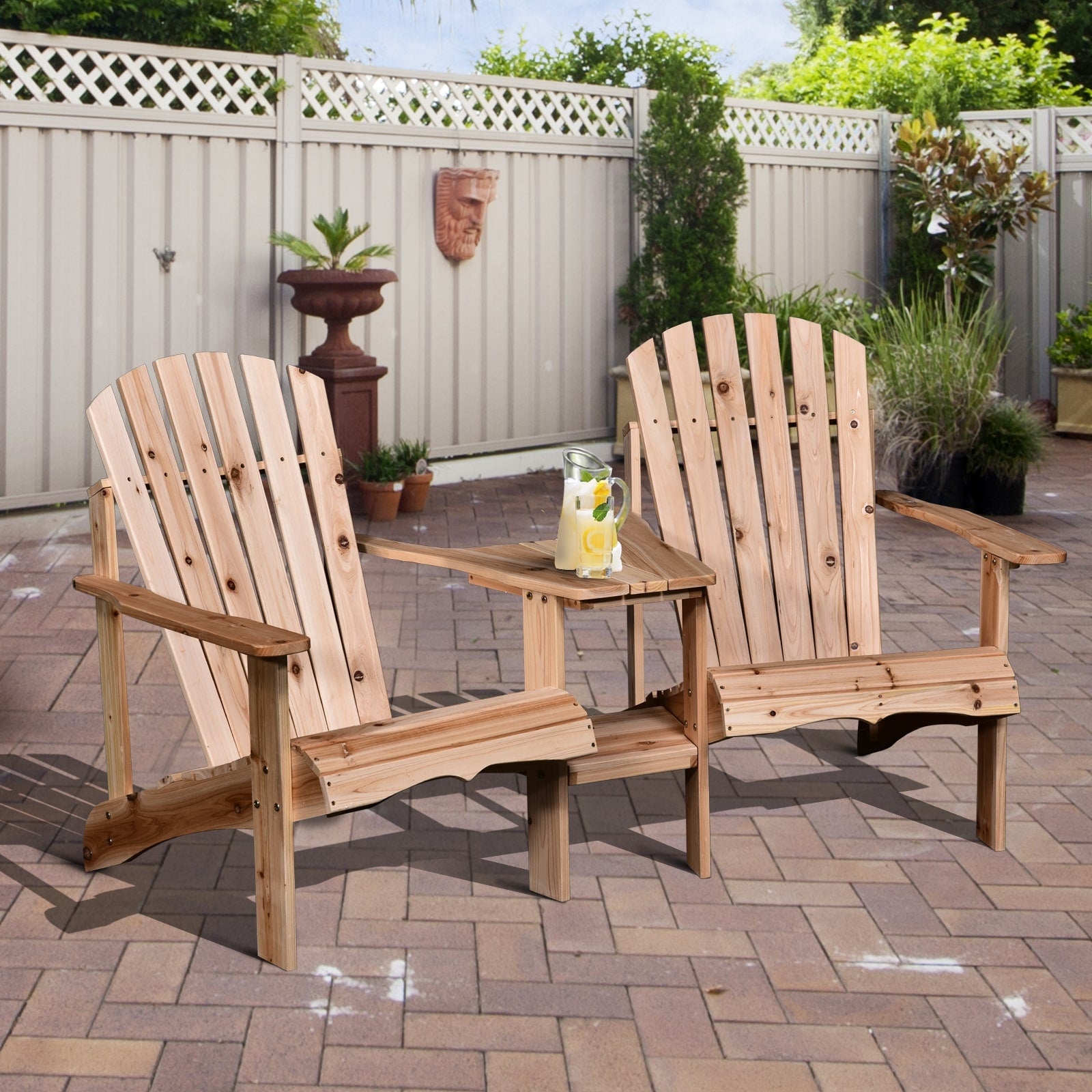 Havenside Home Armopa Wood Adirondack Chairs With Attached Center Table