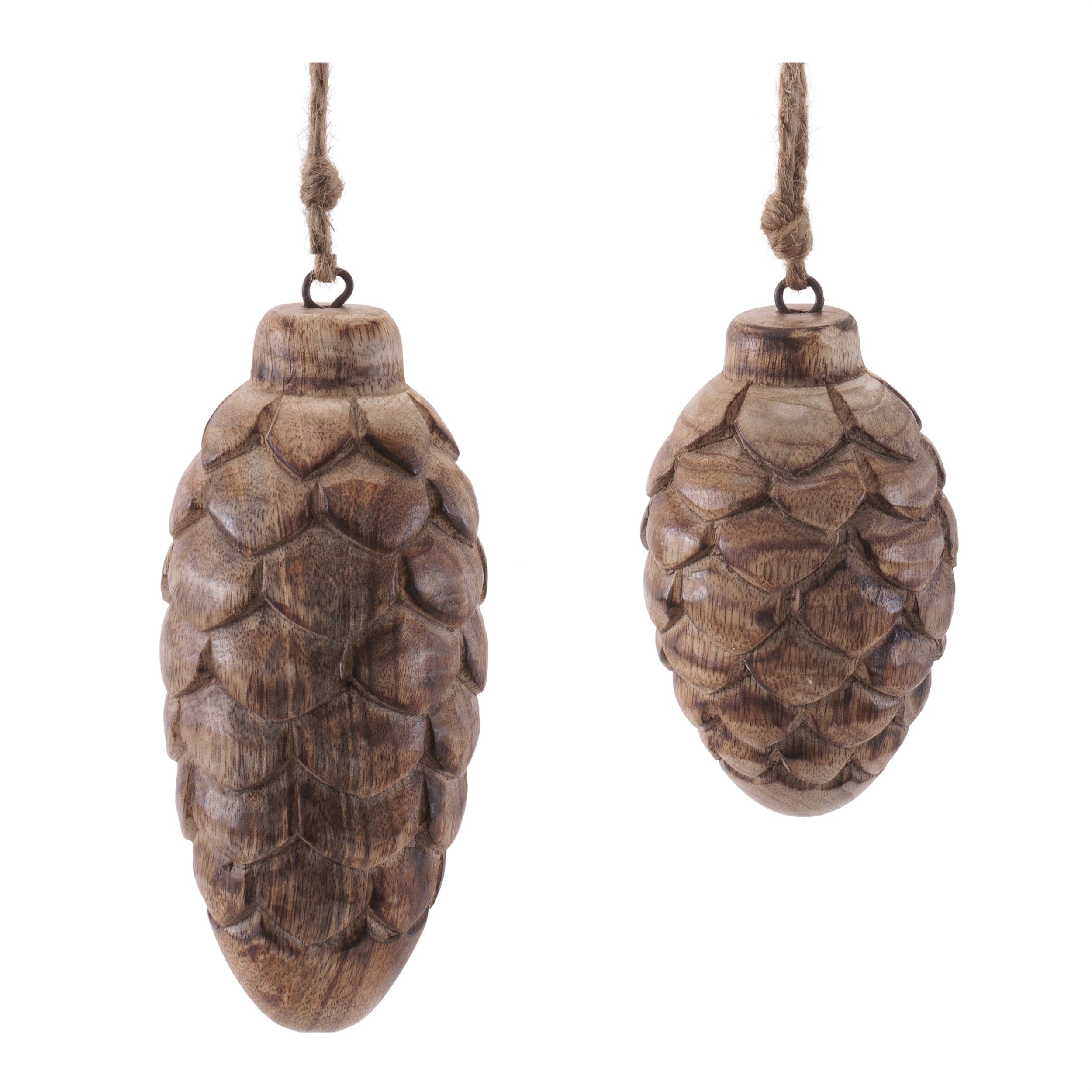 Wooden Pine Cone Ornament Set Of 24 5 5.75 H