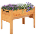 Wooden Raised Garden Plant Stand Outdoor Tall Flower Bed Box With Hooks 48 X 24 X 32 Nature Wood