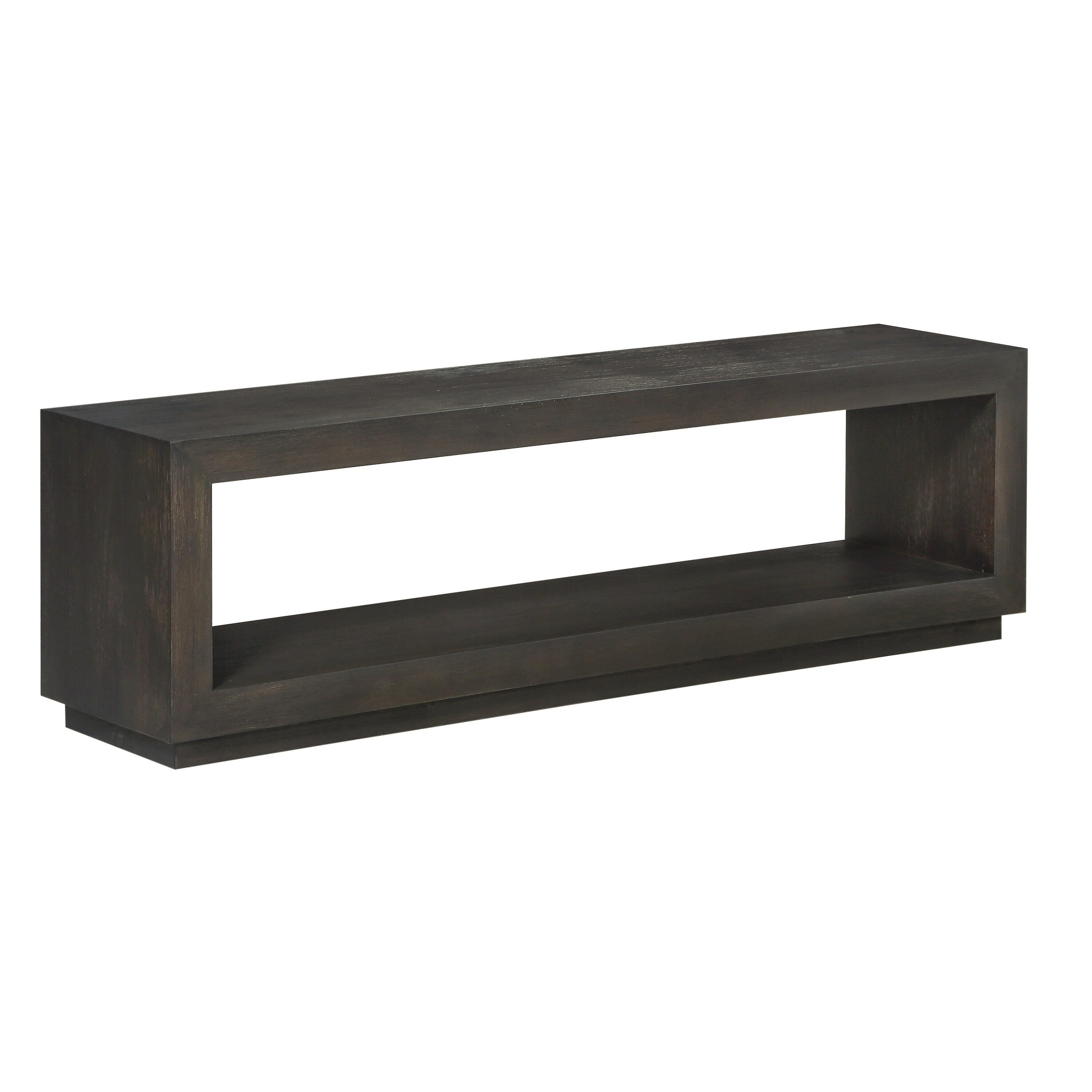 Wooden Rectangular Bench With Open Bottom Shelf Gray
