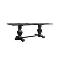 Wooden Rectangular Dining Table With Double Pedestal And Trestle Base Vintage Black