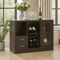 Wooden Server With One Side Door Storage Cabinets And Two Drawers Espresso Brown