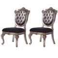 Wooden Side Chair With Cabriole Legs And Fabric Upholstered Seat Gray And Silver Set Of Two