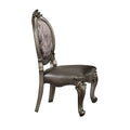 Wooden Side Chair With Cabriole Legs And Leatherette Seat Silver And Gray Set Of Two