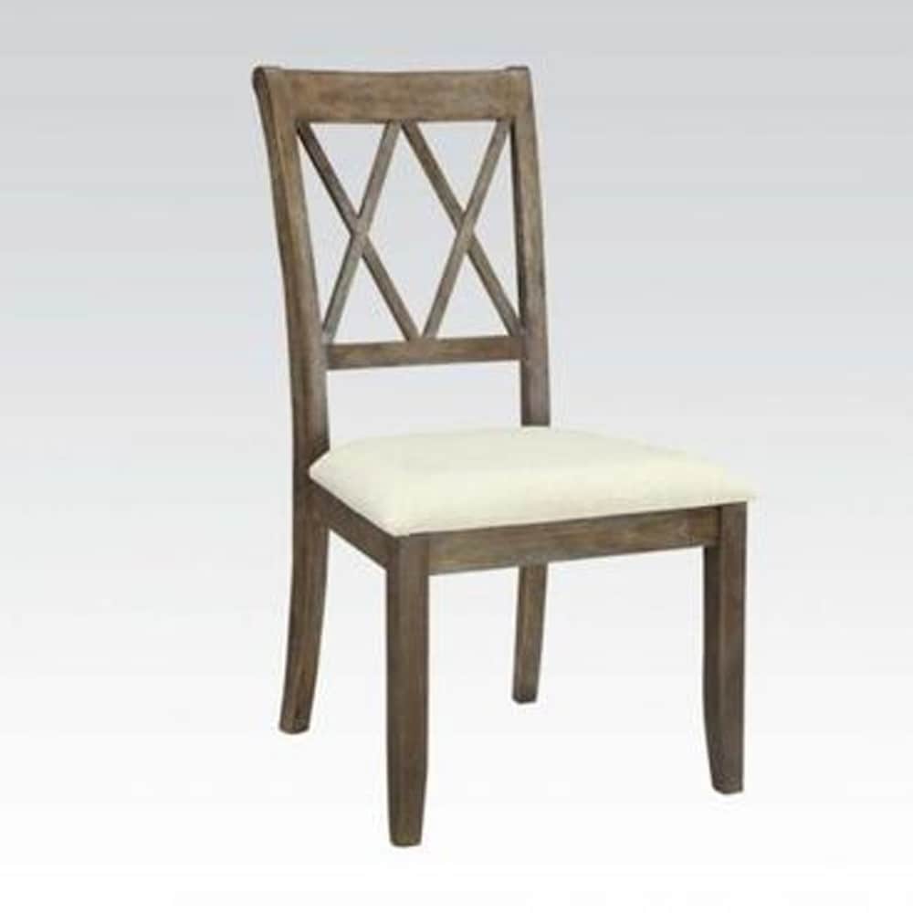 Wooden Side Chair With Double X Style Back Set Of 2 Beige And Brown