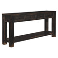 Wooden Sofa Table With Four Drawers And One Shelf Weathered Black
