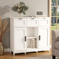 Wooden Storage Cabinet With Drawers And Adjustable Shelves Floor Accent Cabinet For Living Room Bedroom