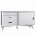 Wooden Tv Console With 3 Drawers And 1 Rolling Door White
