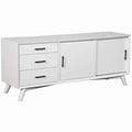 Wooden Tv Console With 3 Drawers And 2 Rolling Doors White