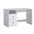 Wooden Table Desk With 2 Drawers And 1 Open Compartment White