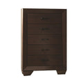 Wooden Transitional Five Drawer Chest Dark Cocoa Brown