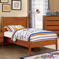 Wooden Transitional Twin Bed With Round Tapered Legs Oak Brown