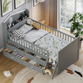 Wooden Twin Bed Frame With 4 Storage Drawers Platform Bed With Guardrail Headboard Ladder No Box Spring Needed For Kids