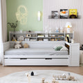 Wooden Twin Size Daybed With Storage Shelves Trundle Bed
