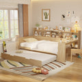 Wooden Twin Size Daybed With Storage Shelves Multi Functional Bed With Twin Size Trundle Bed And Study Desk