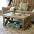 Natural Wood X Leg Coffee Table