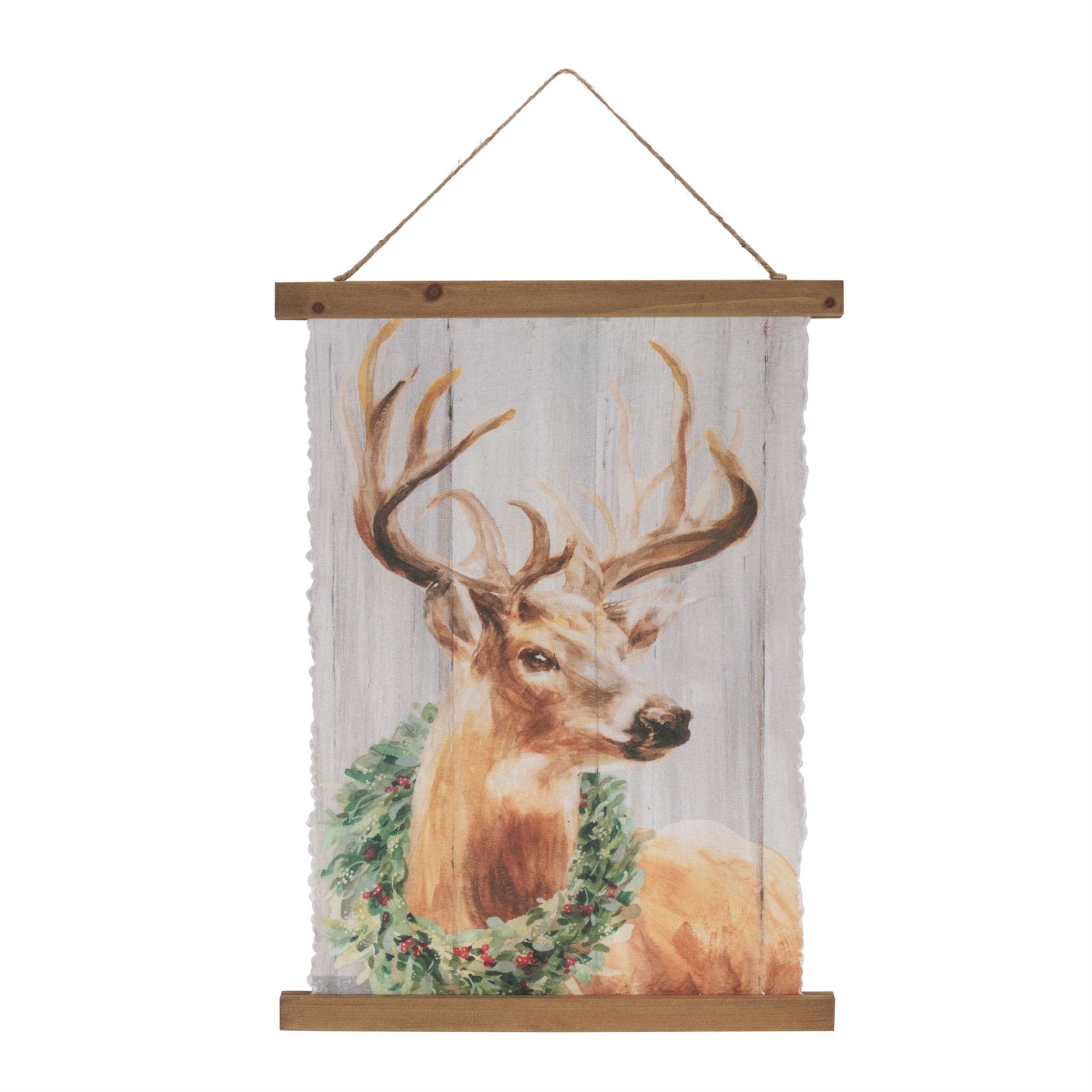 Woodland Deer Christmas Hanging Banner 14 H