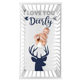 Woodland Deer Collection Boy Photo Op Fitted Crib Sheet Navy Blue And White Stag