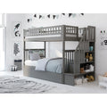 Woodland Staircase Bunk Bed With Twin Size Urban Trundle Bed In Grey