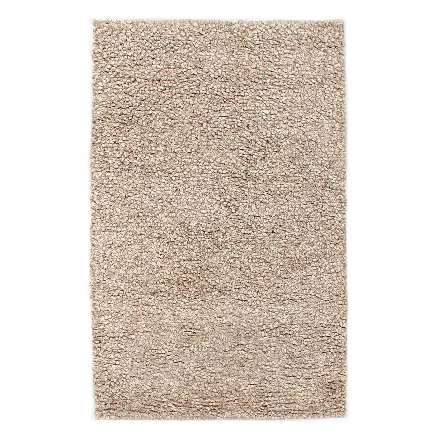 Wool Shaggy Hand Knotted New Zealand Wool Beige Area Rug
