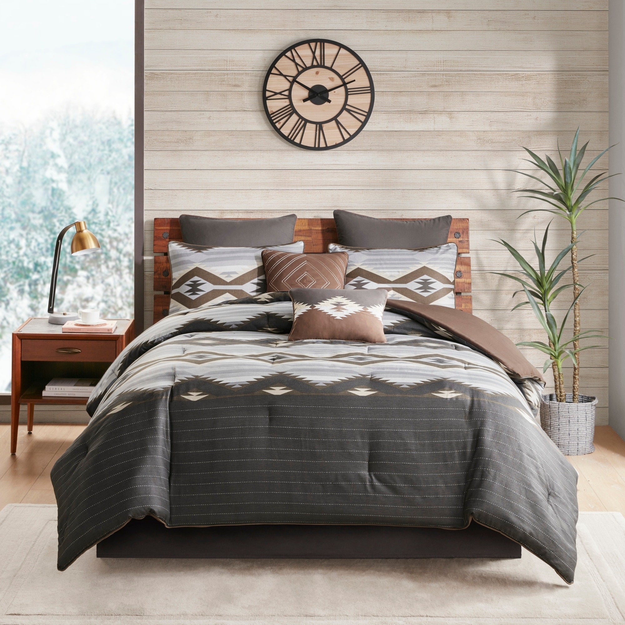 Woolrich Bitter Creek Grey Brown Oversized Comforter Set